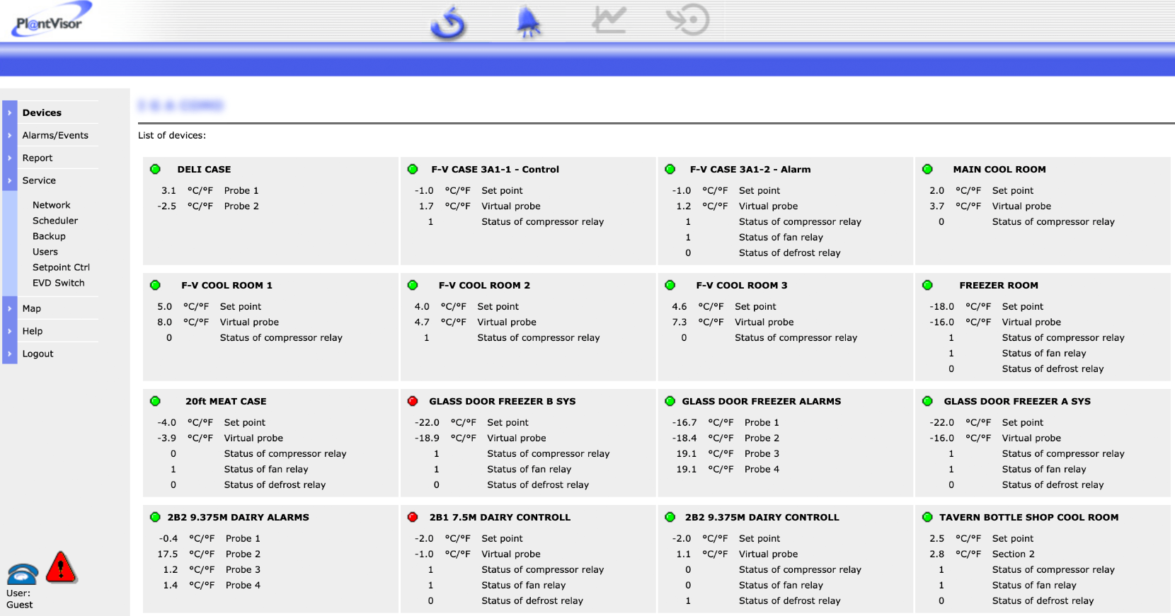 CAREL PlantVisor Refrigeration Units Screenshot