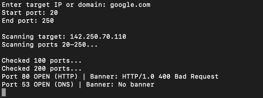 端口扫描器输出