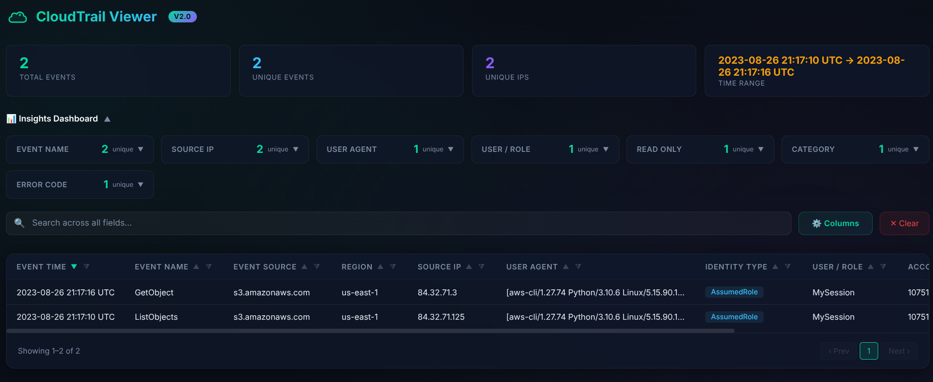 CloudTrail 查看器