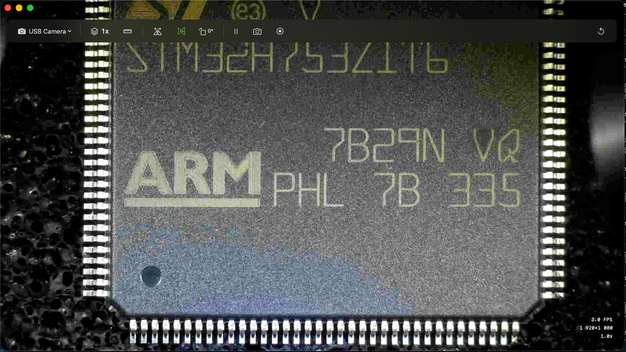 ARM chip under microscope