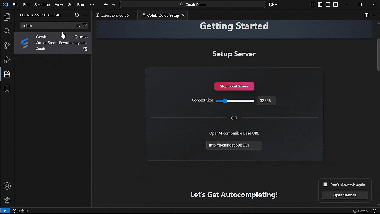 Getting started - completion