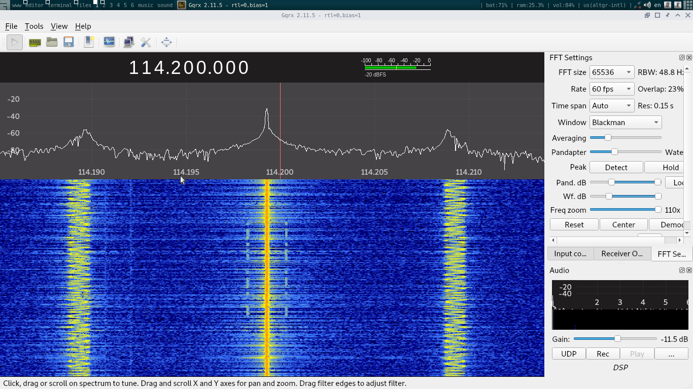 另一张 VOR 信号的 GQRX 截图