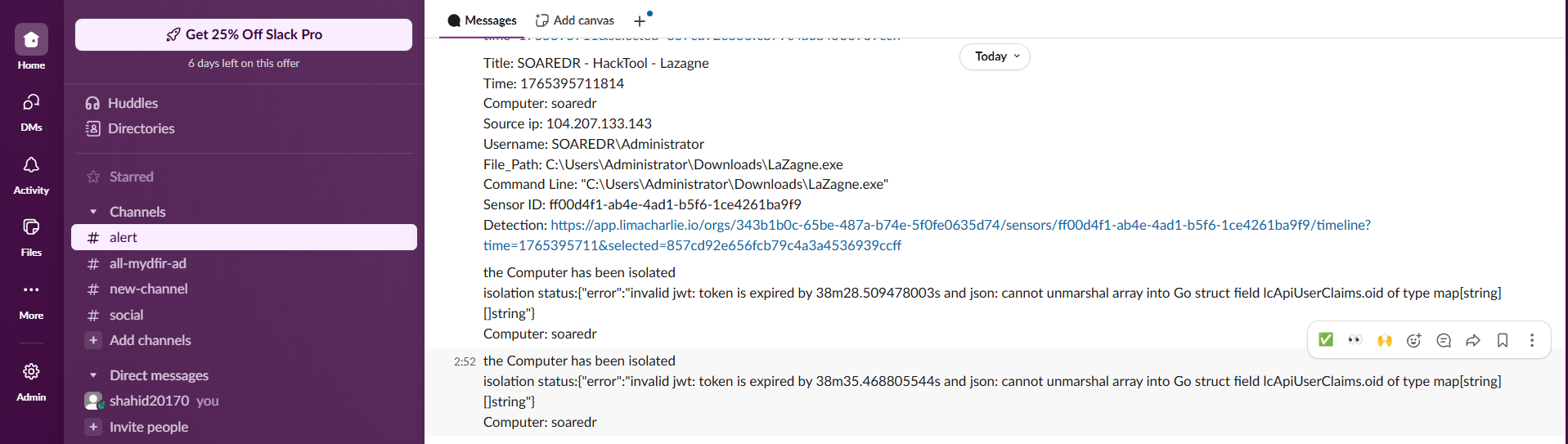 if user click on yes and then user has been isolated