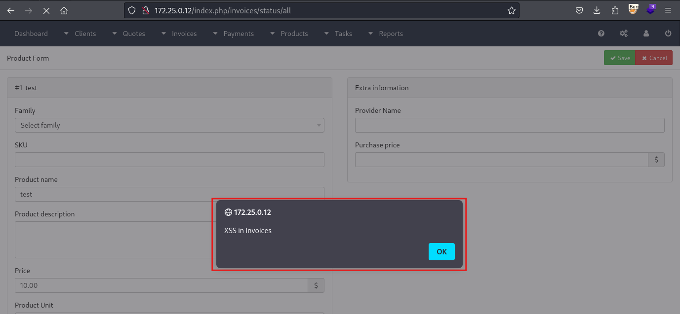步骤 2 - 查看发票状态时执行 XSS