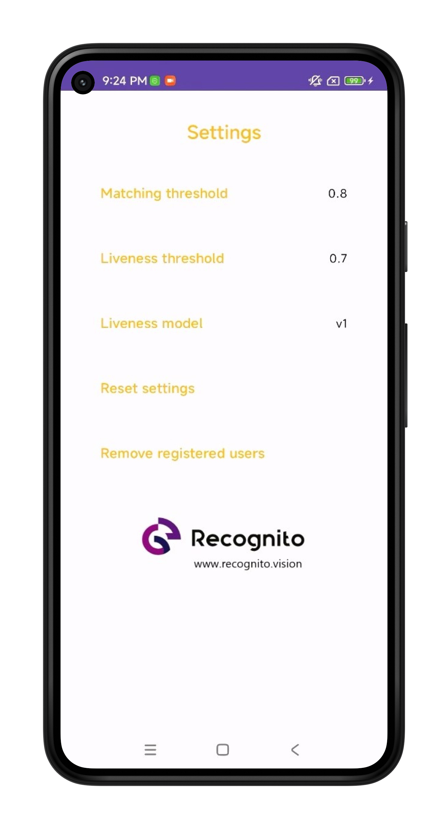 face recognition, liveness detection android demo snap 3