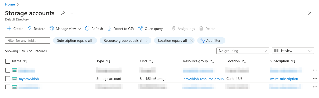 List of Storage accounts