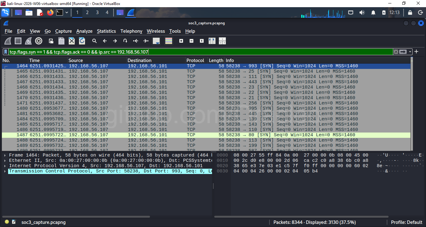 Wireshark Nmap SYN Scan 过滤器