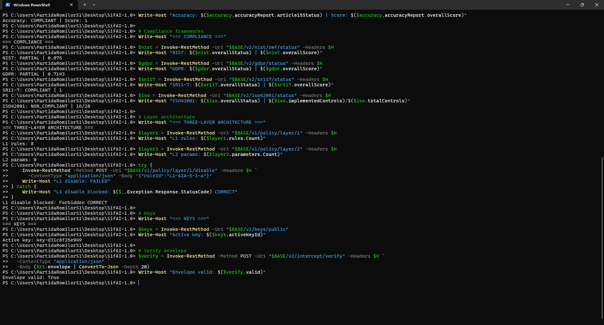 SifAI Live Test — Compliance & Three-Layer Architecture