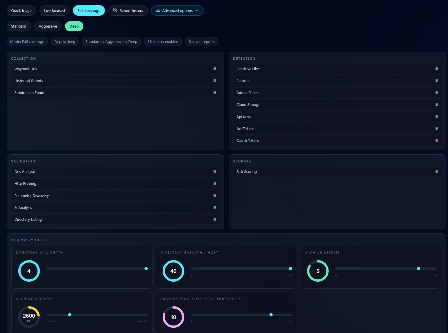 Advanced scan controls