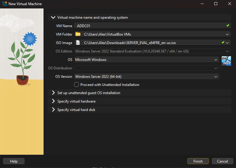 Windows Server 2022 Virtual Name and OS