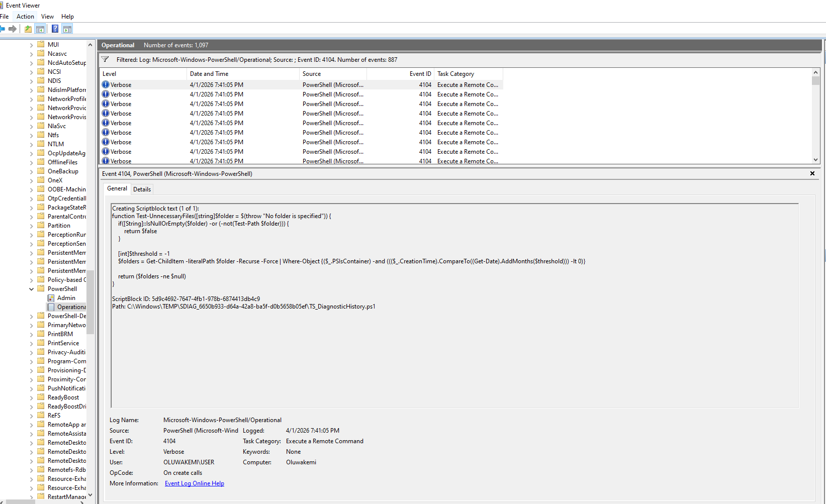 PowerShell 事件日志