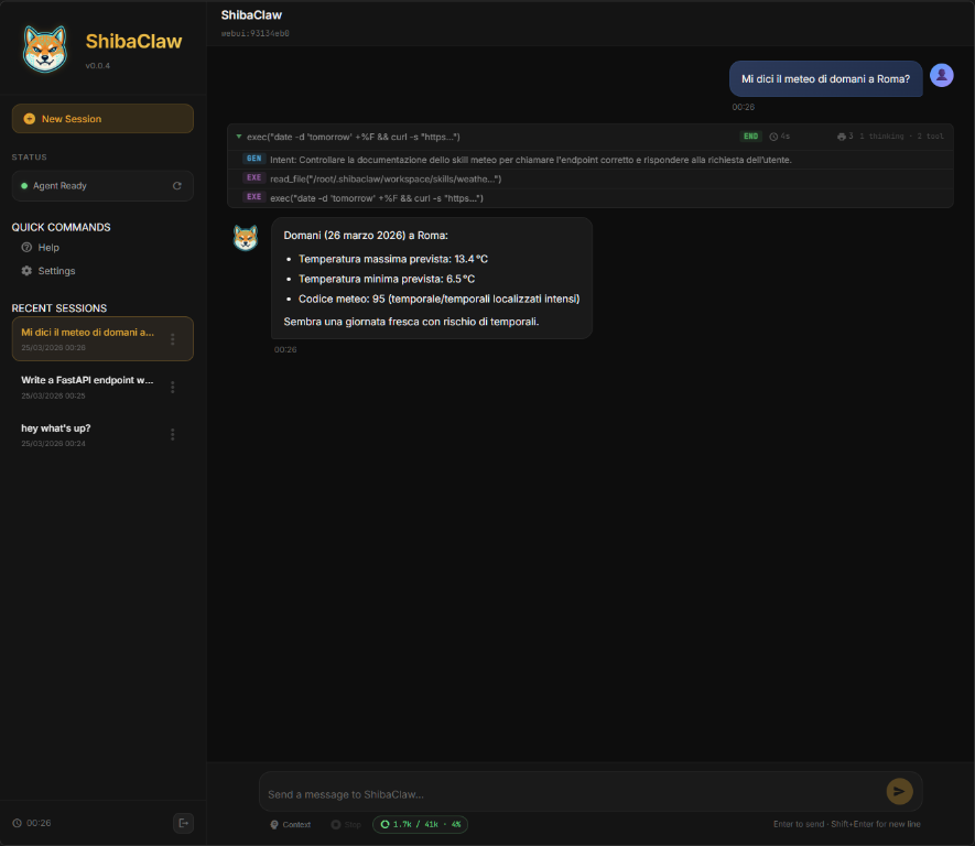 WebUI Chat with Agent
