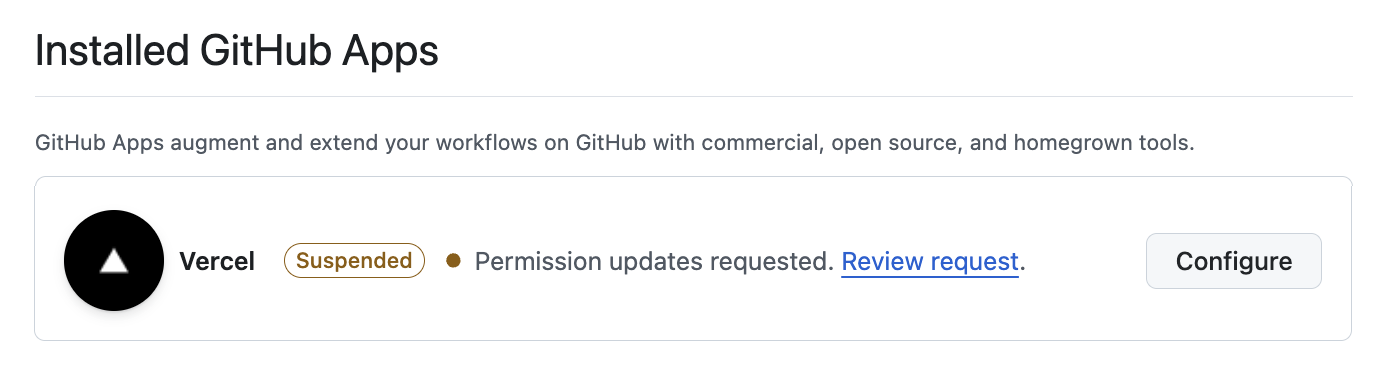 禁用Vercel的GitHub App