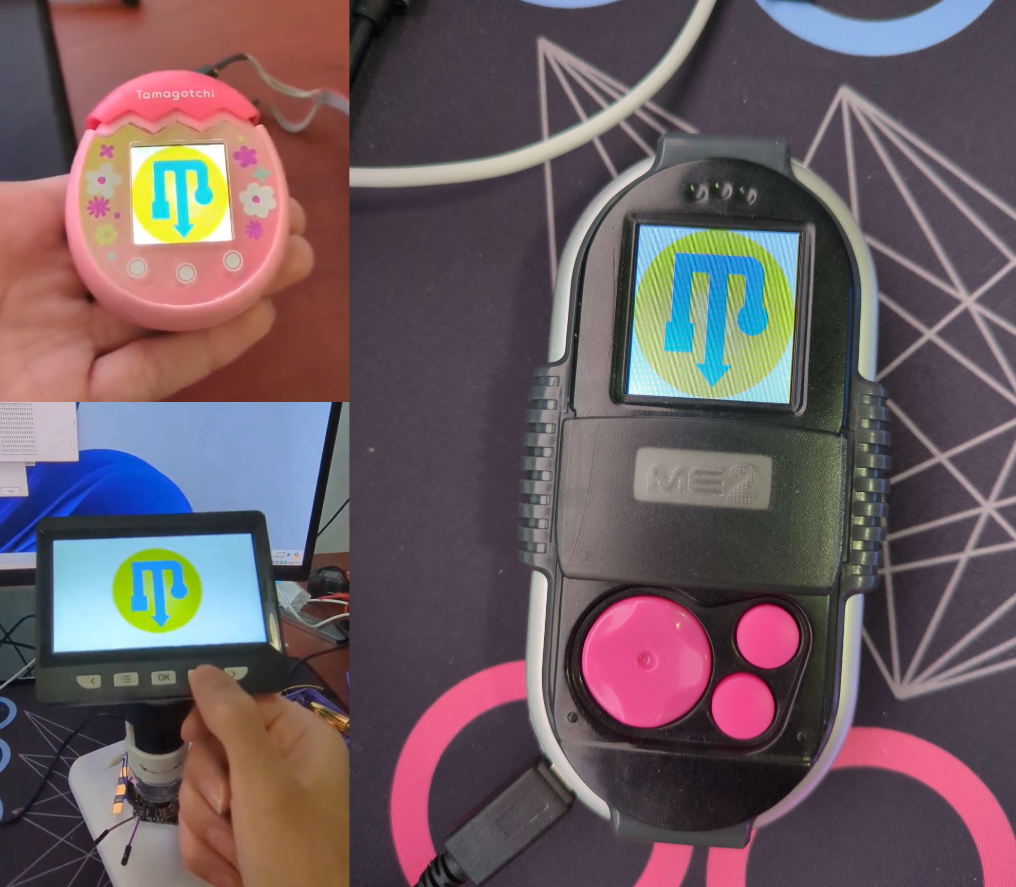 Several devices with the Miuchiz Reborn emblem hacked into them