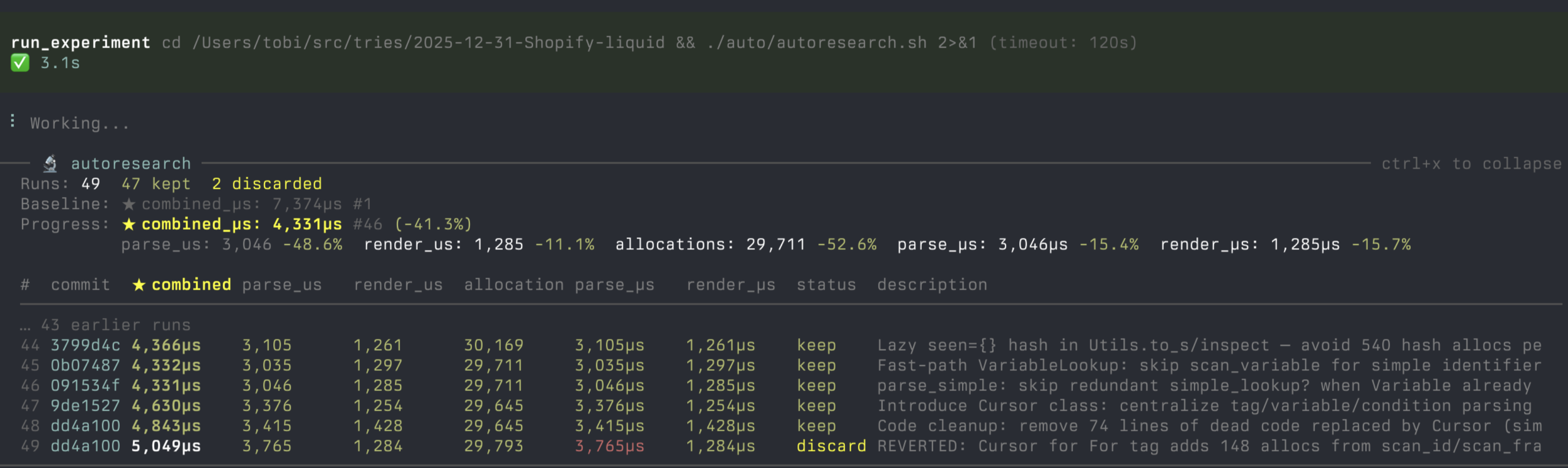 pi-autoresearch dashboard