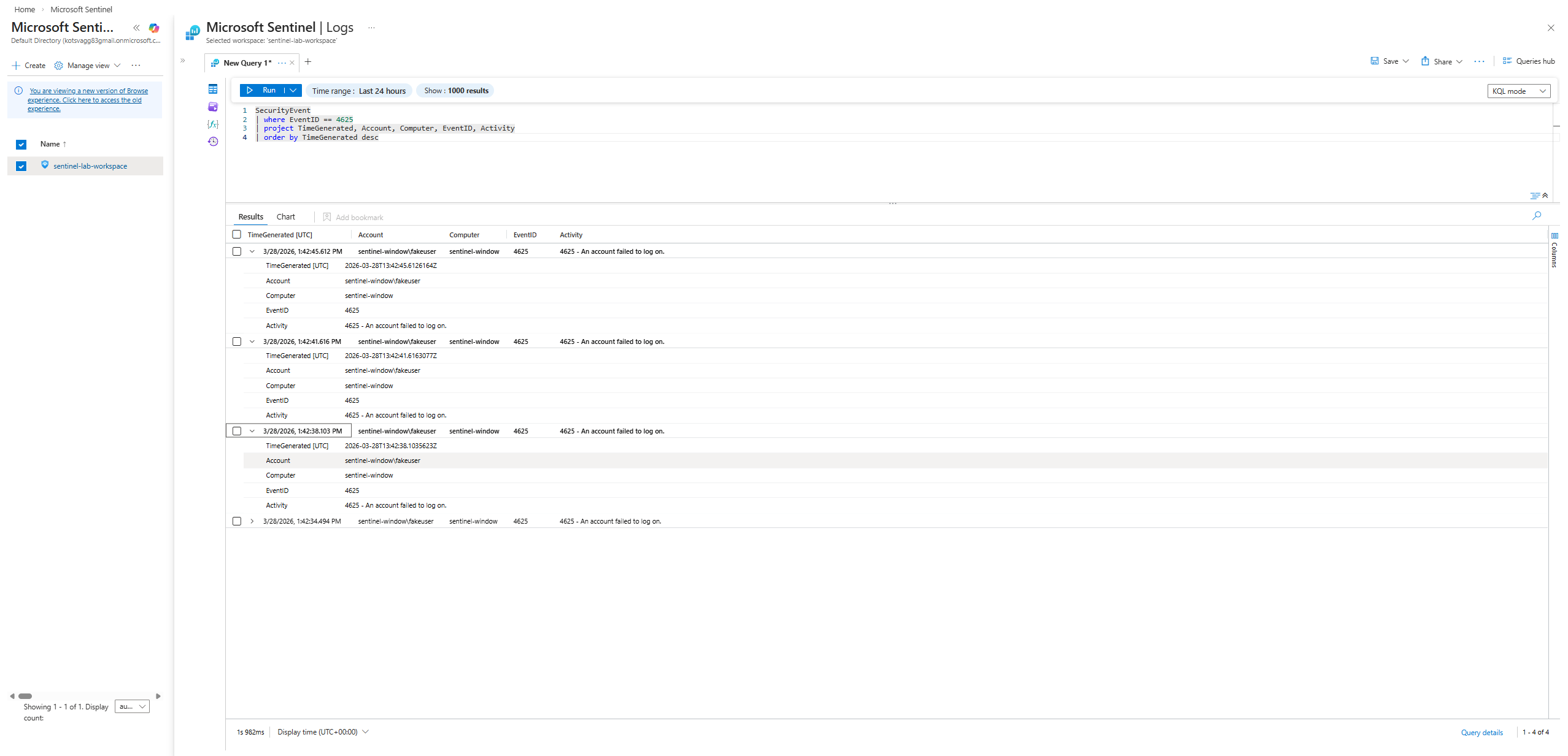 KQL 失败登录结果