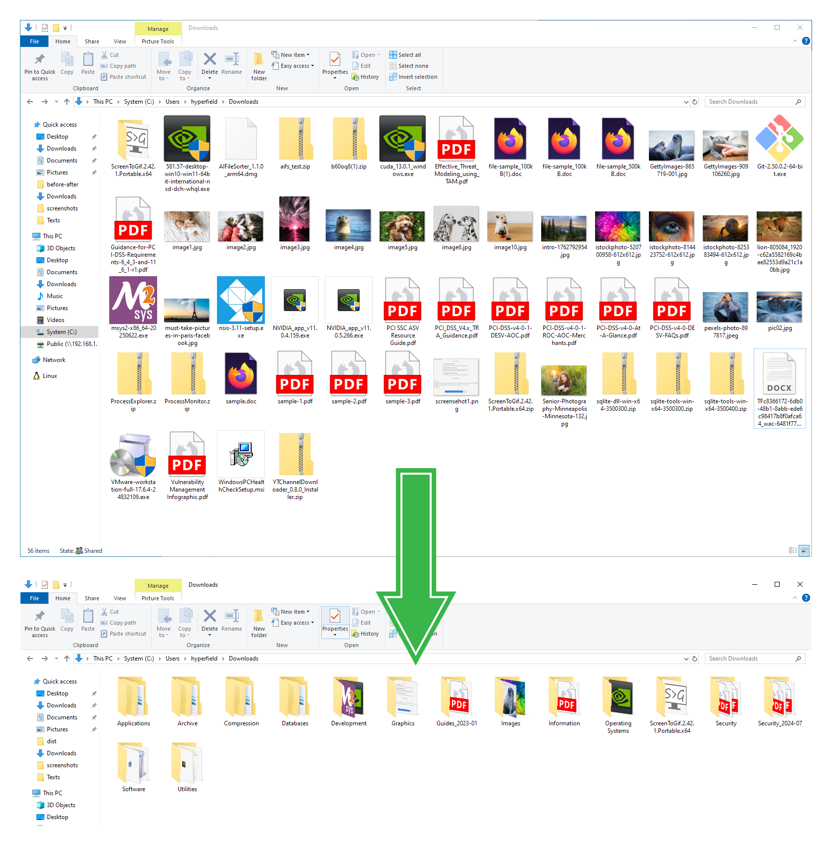 AI File Sorter before and after organization example