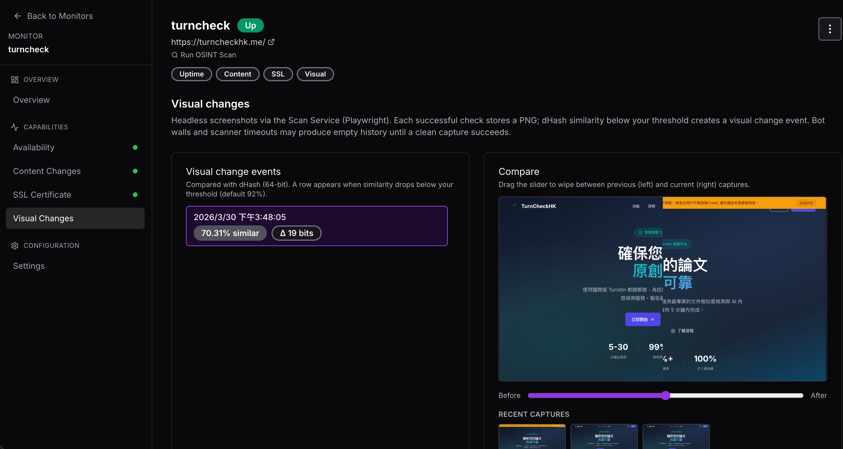 Visual change detection