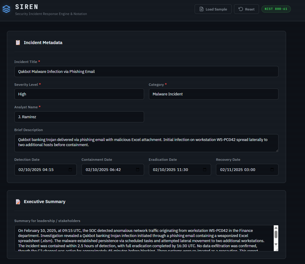 SIREN Form Interface