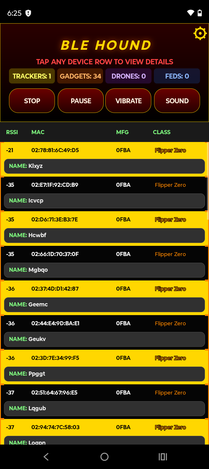 BLE Hound yellow theme