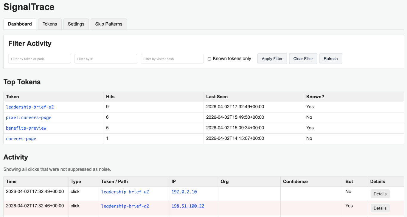 SignalTrace Dashboard