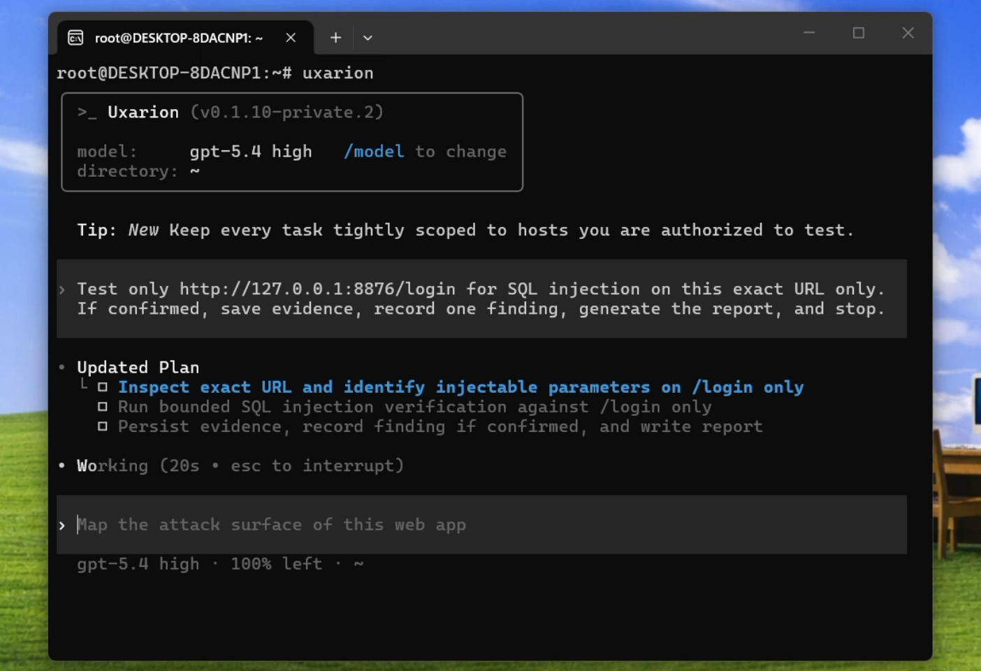 Uxarion demo screenshot