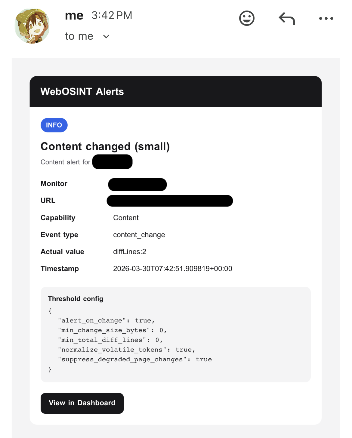 Alert email notification