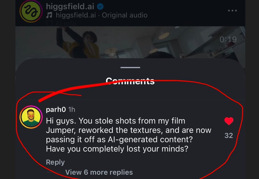 创作者指控 Higgsfield 窃取电影镜头