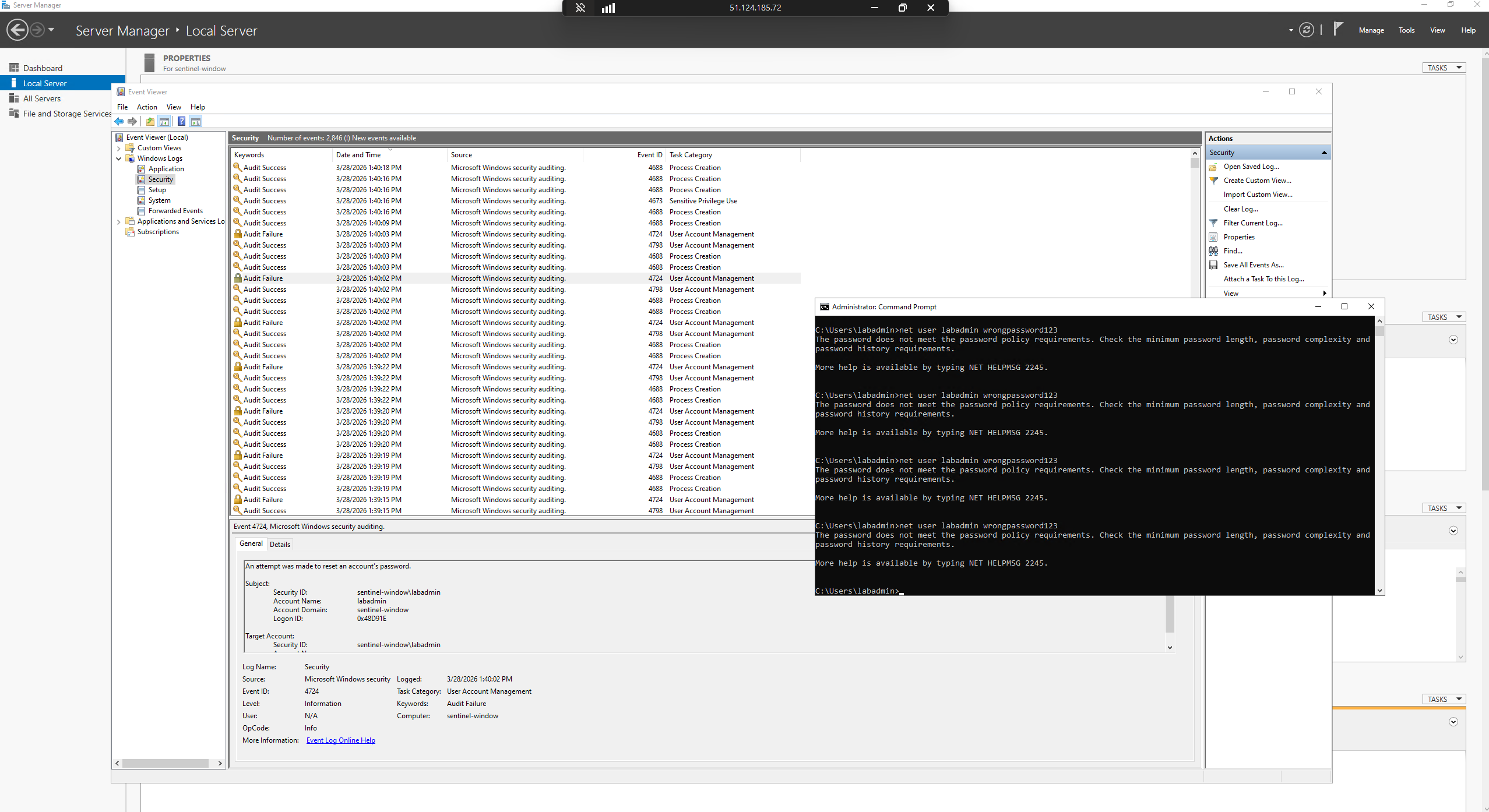 事件查看器 - 4625 审核失败