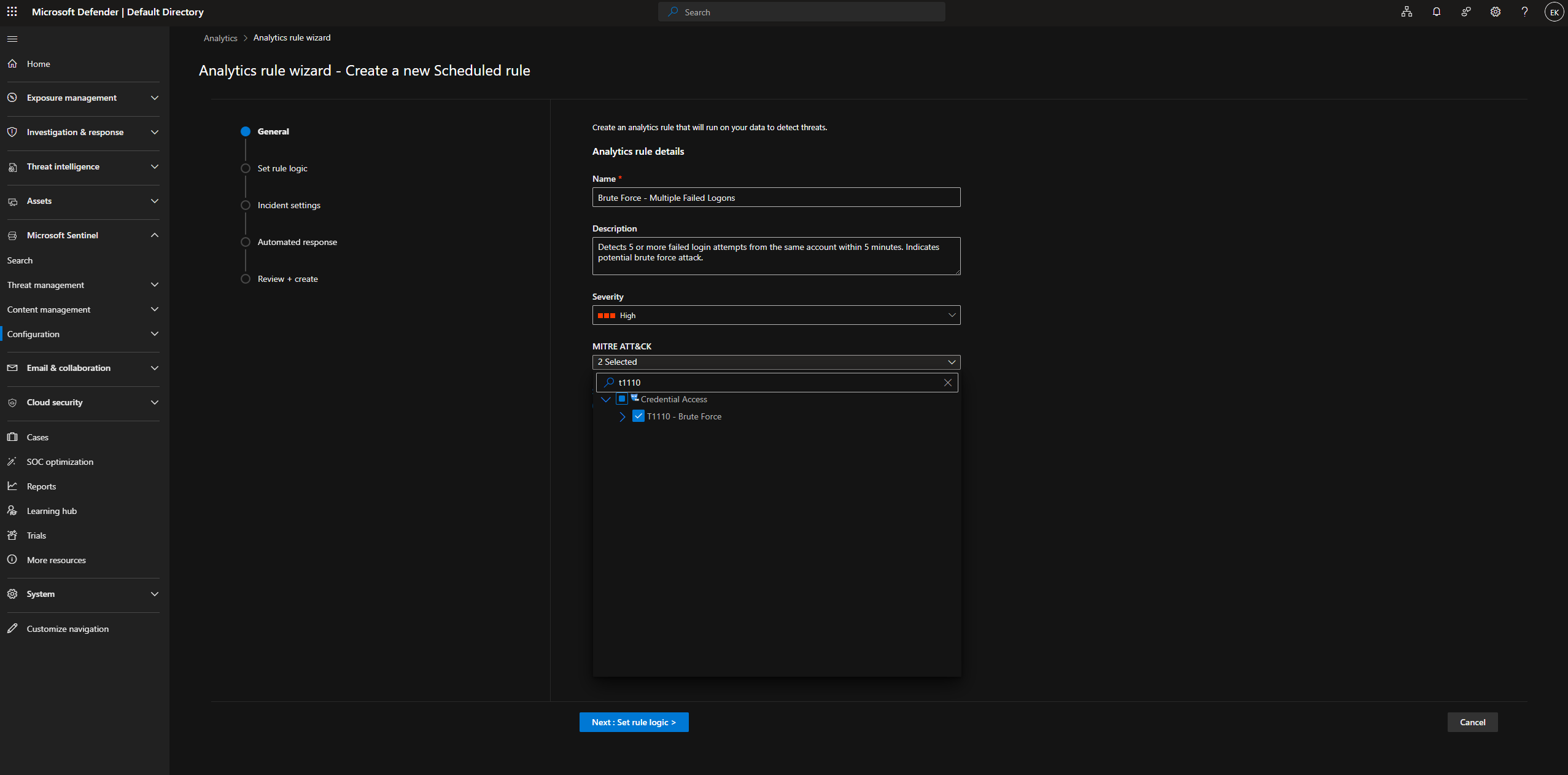 Analytics 规则 - 常规设置