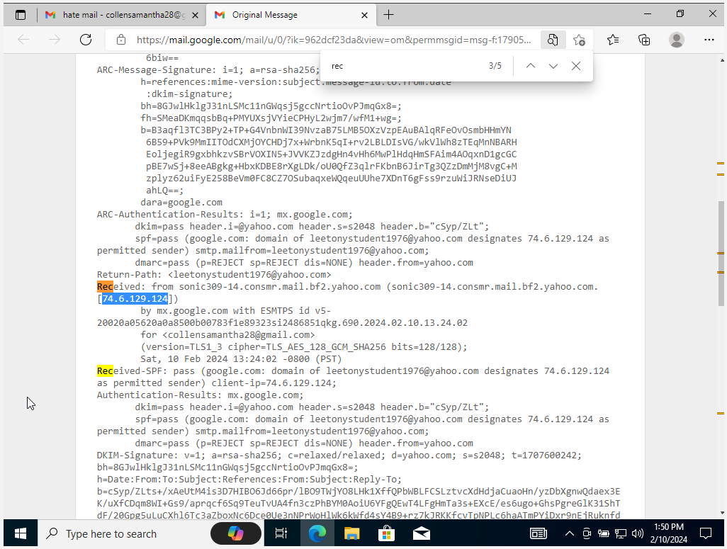 Email Investigation Details