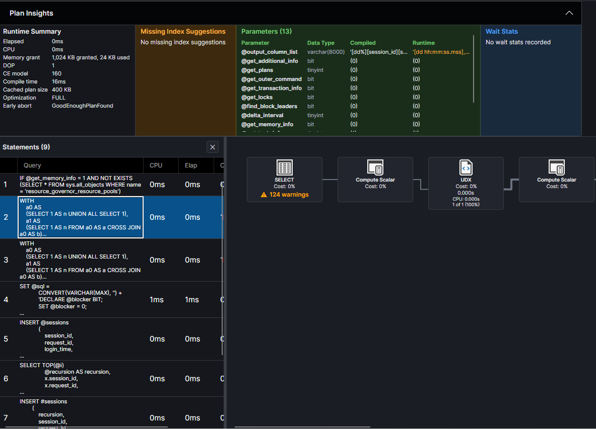 Navigate Stored Procedure Statements and Plans