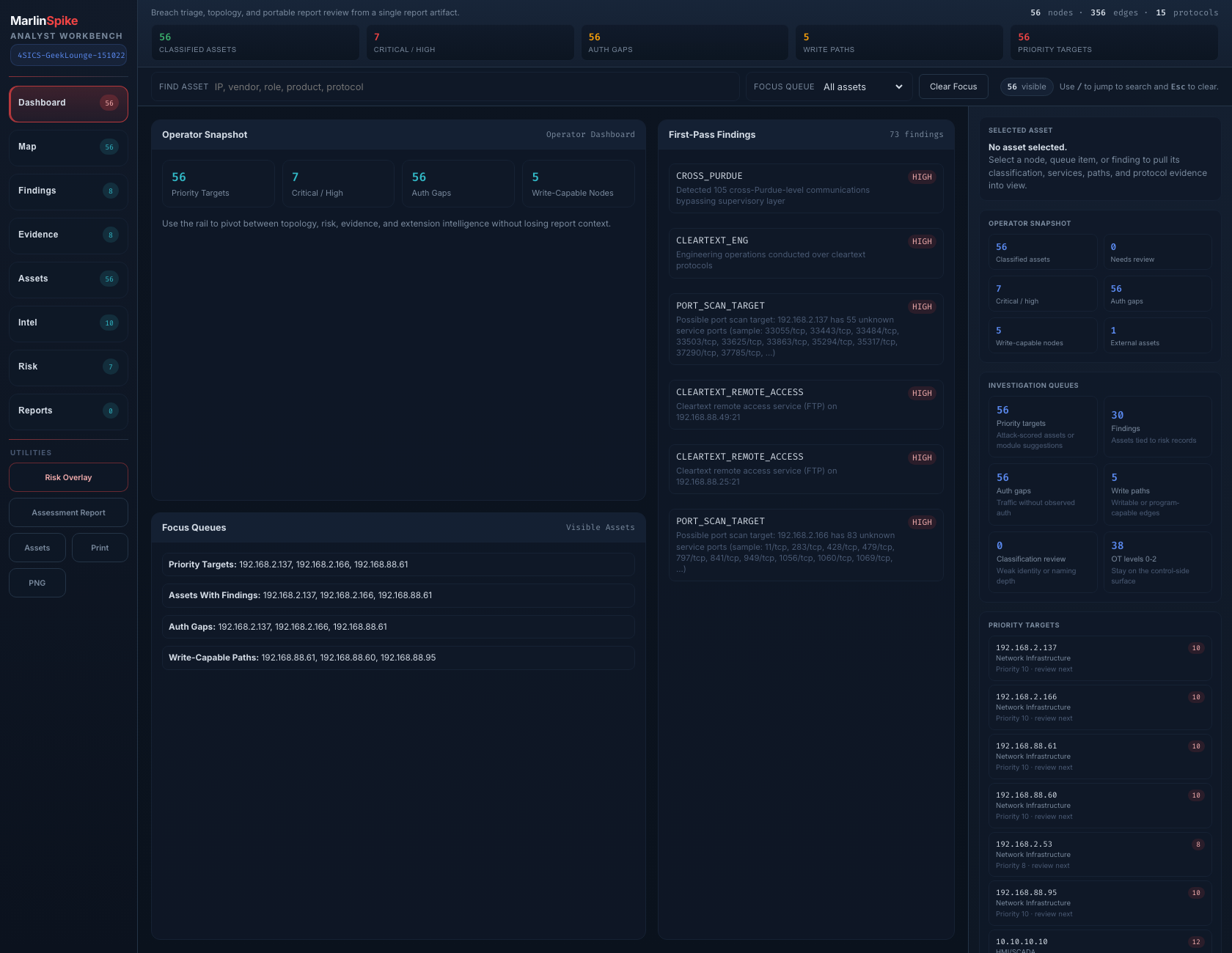 Live benchmark report in the operator workbench