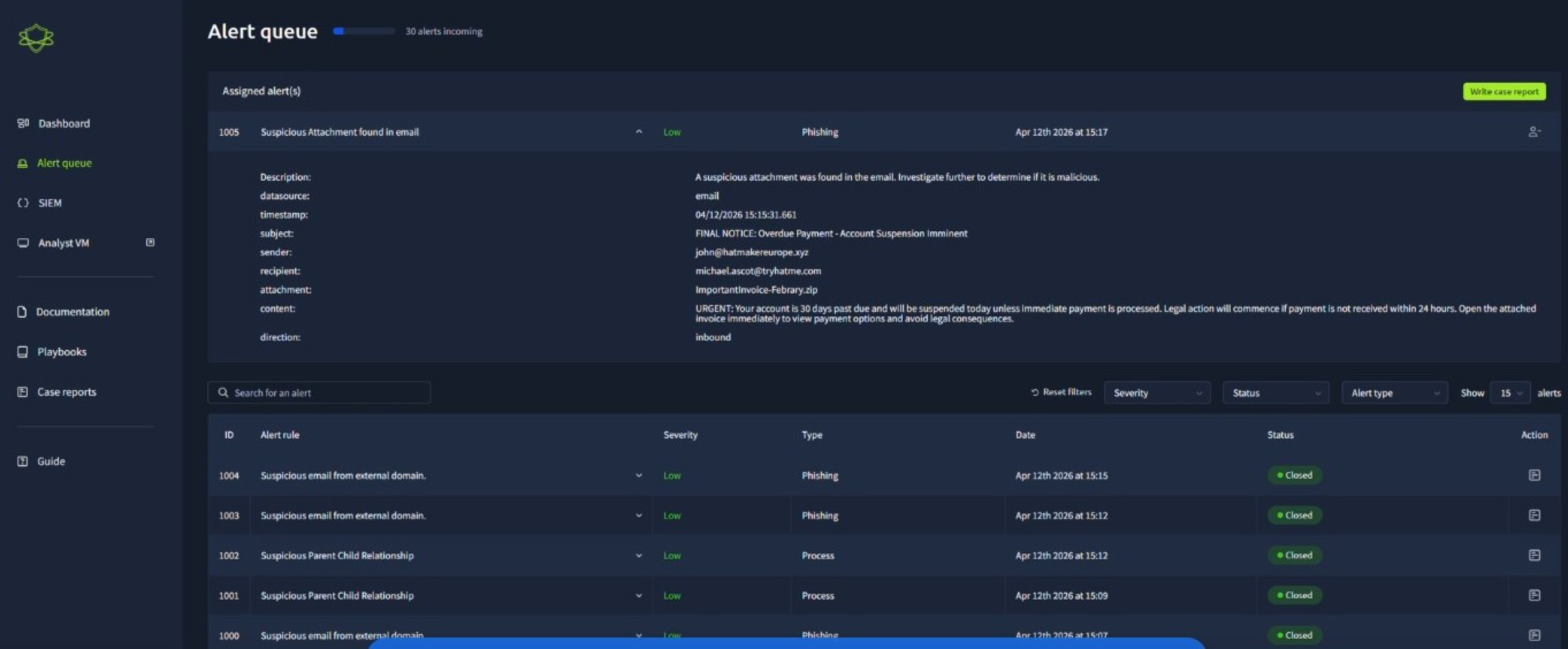 CEO email with attachment