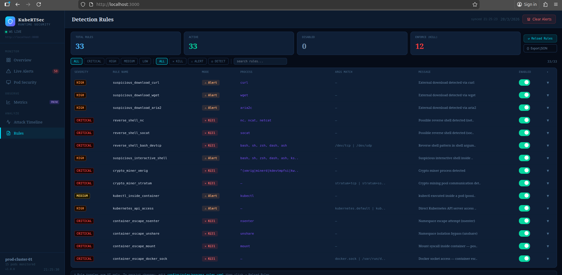 Detection Rules Configuration UI