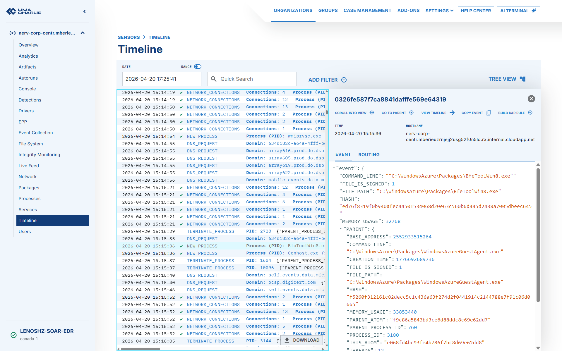时间线中的 LaZagne 遥测