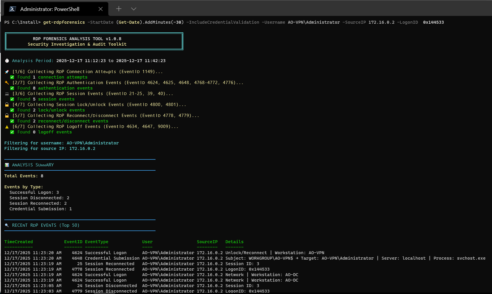RDP 取证完整分析示例