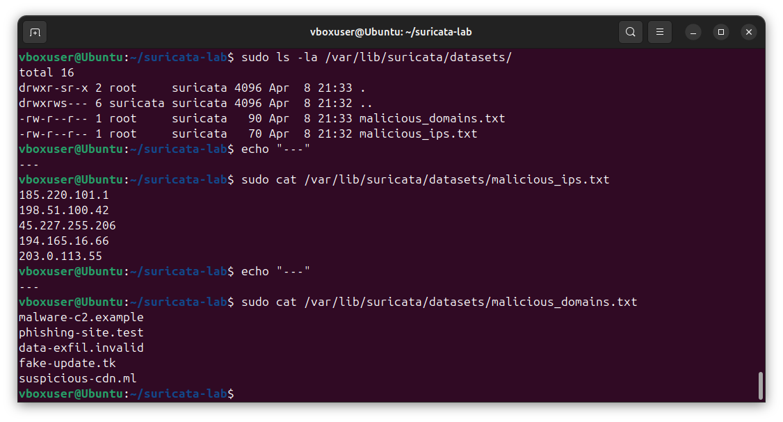 Threat intelligence dataset configuration