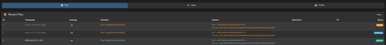 Figure 3.9 — Tasks 6 and 7 statuses in CAPE dashboard