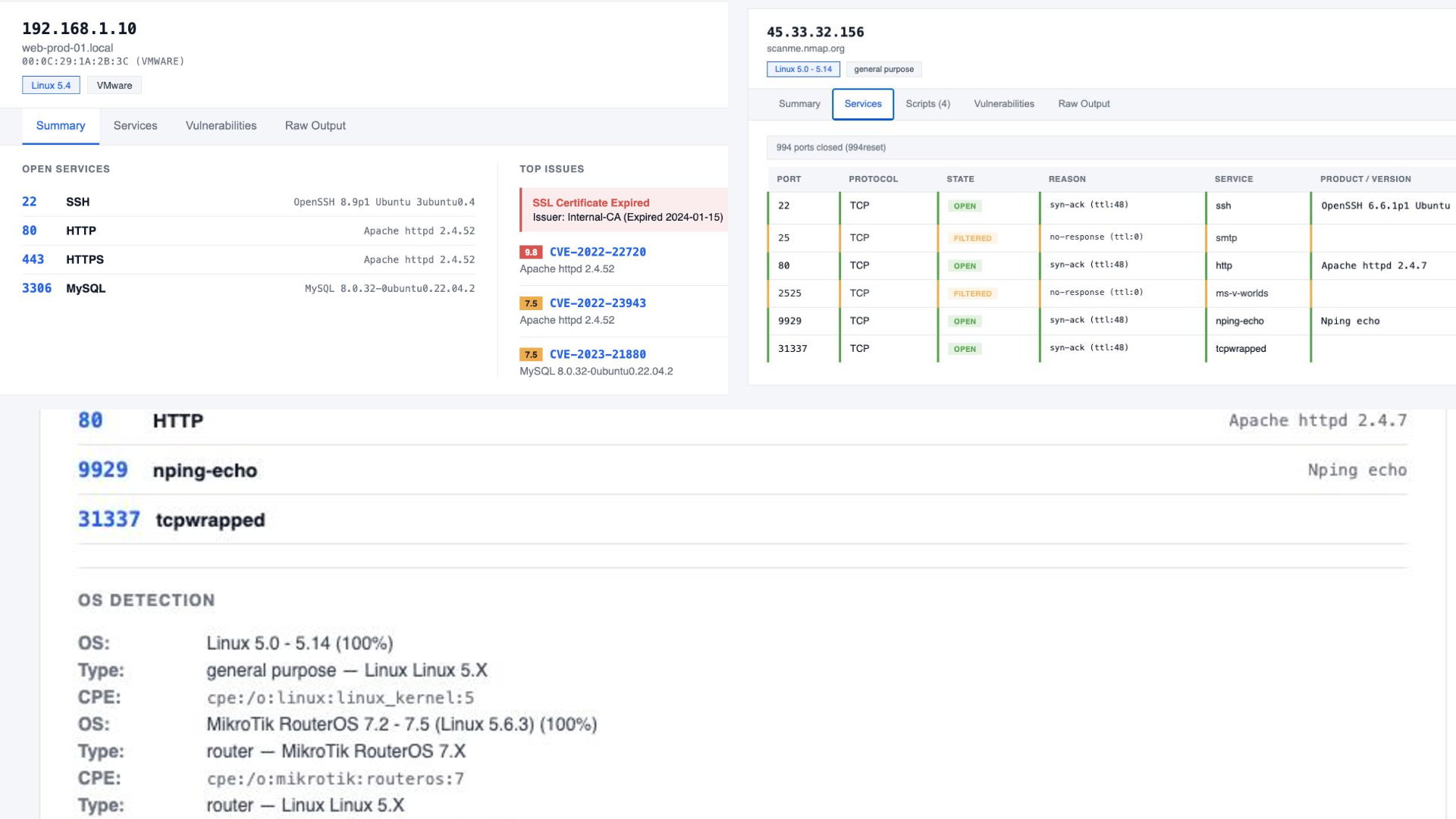 Dashboard Host Details