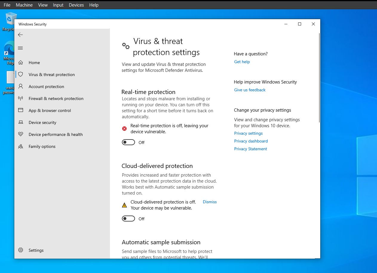 Windows Defender 已禁用