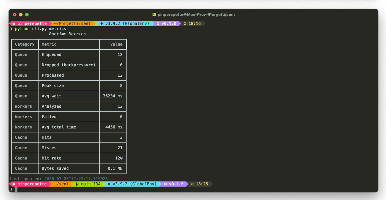 SENT 指标 — 运行时统计