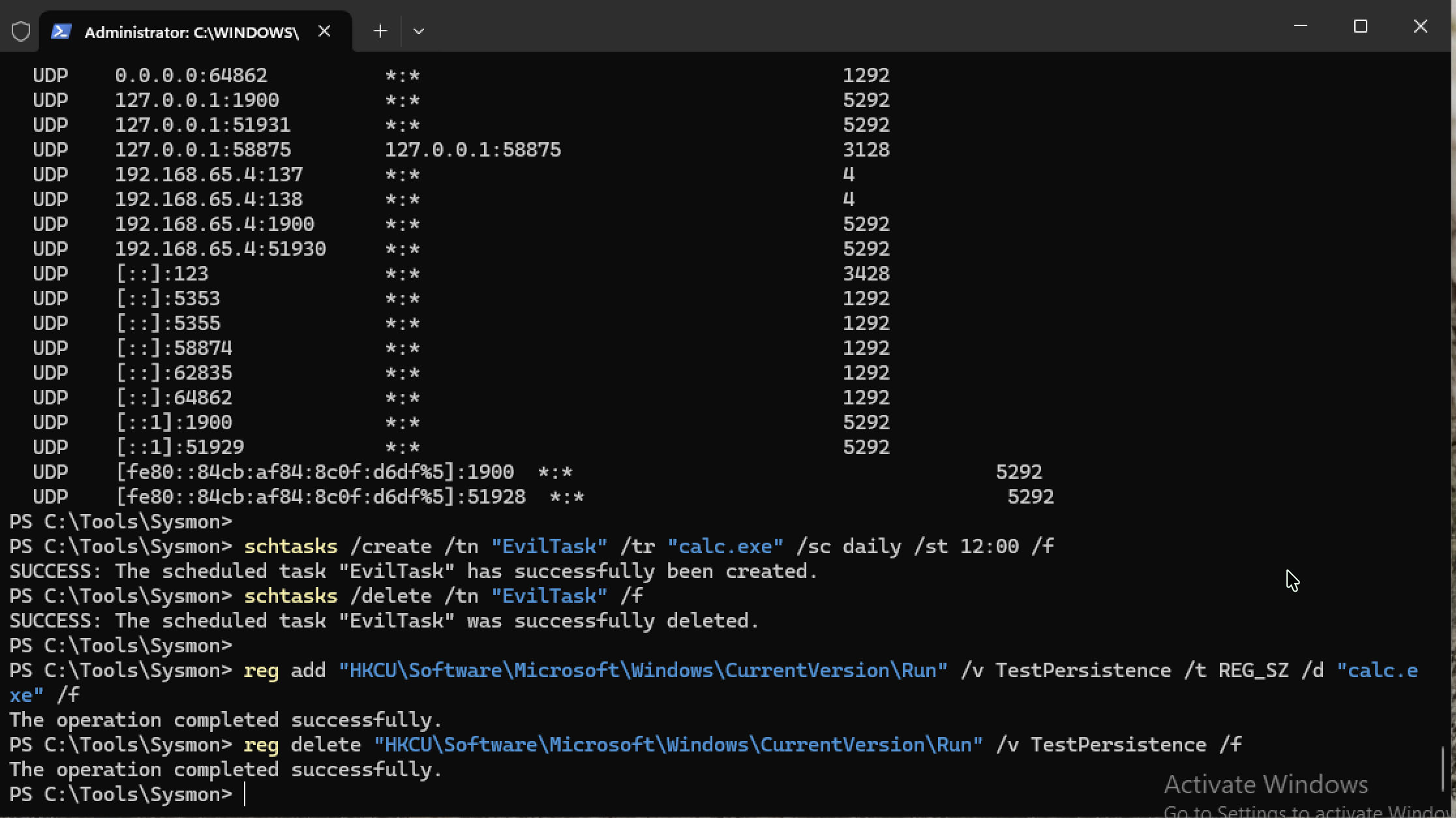 Persistence Simulation on Windows