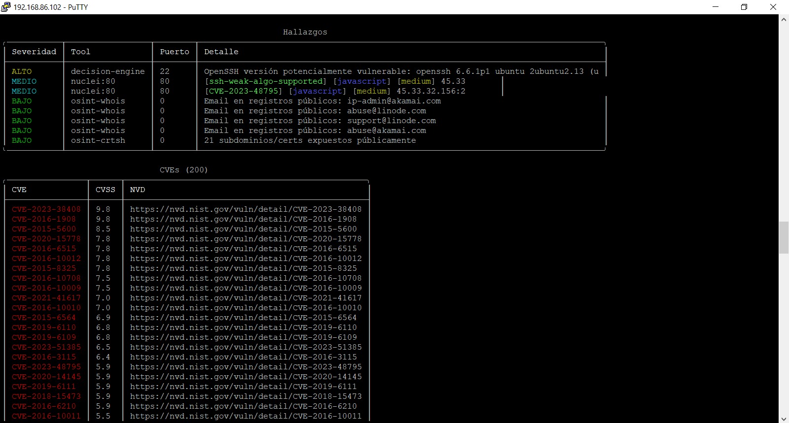 CVE 列表结束 风险评级面板 阶段 7 报告生成