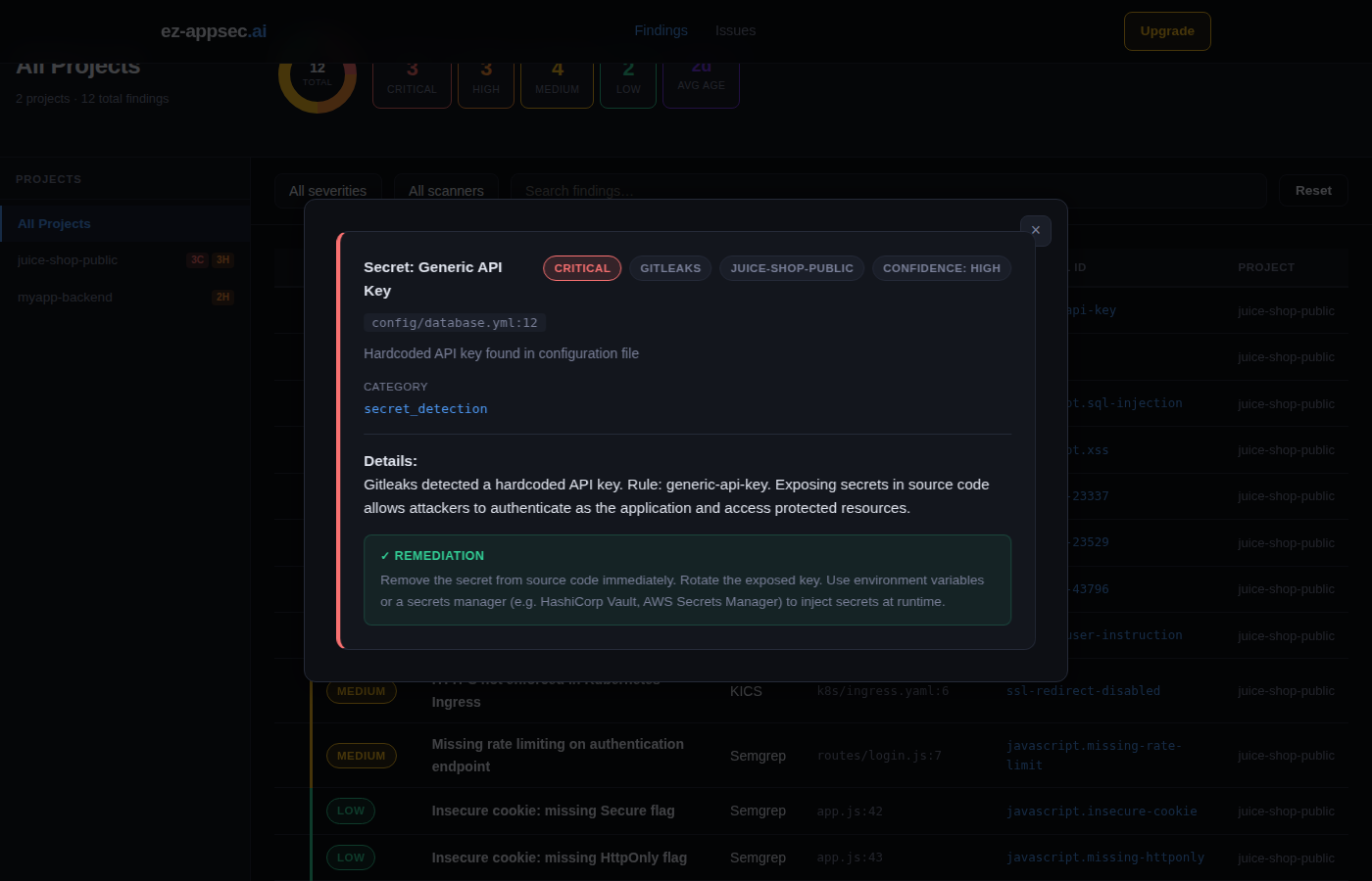 显示完整漏洞信息的发现详情模态框