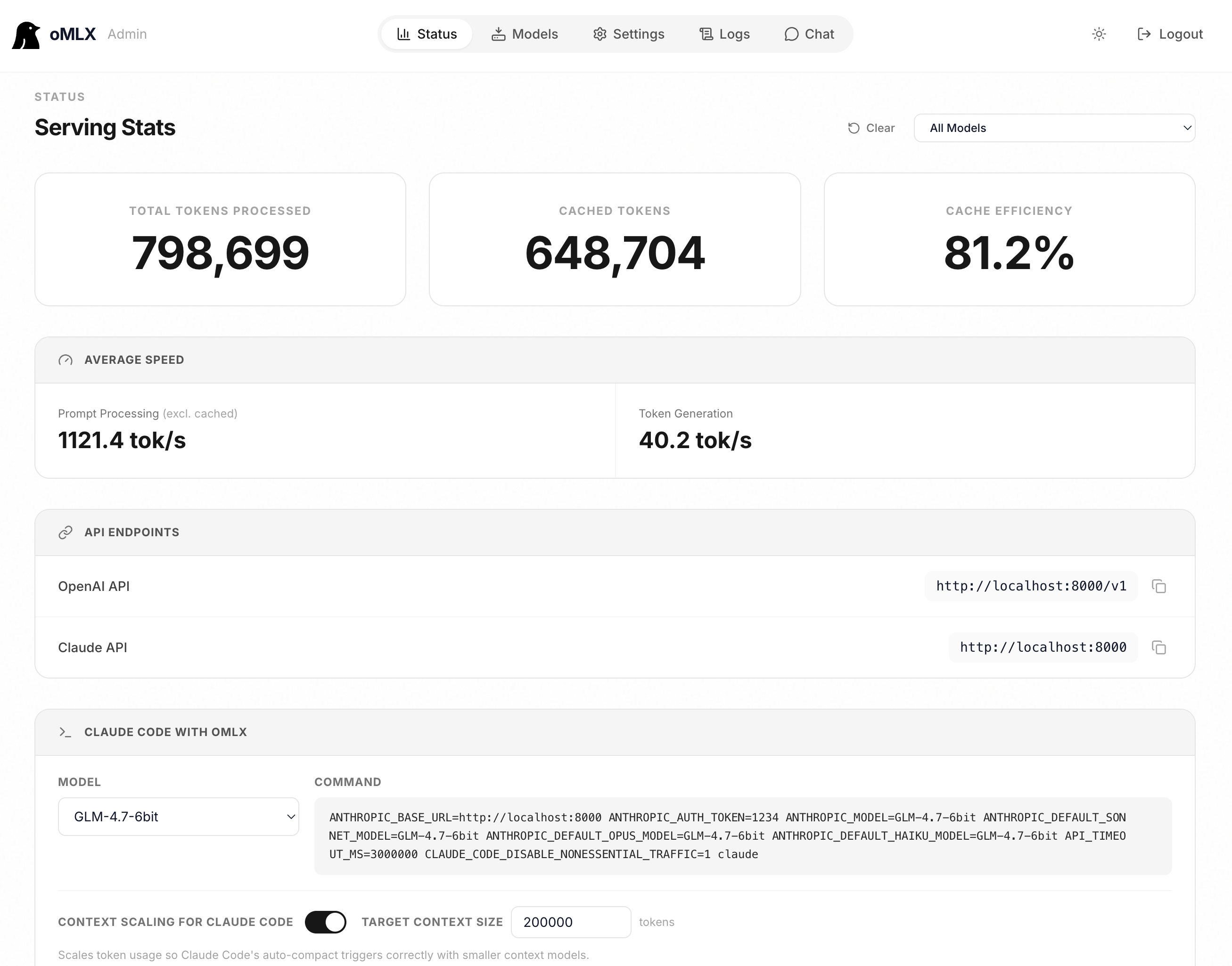 oMLX Admin Dashboard