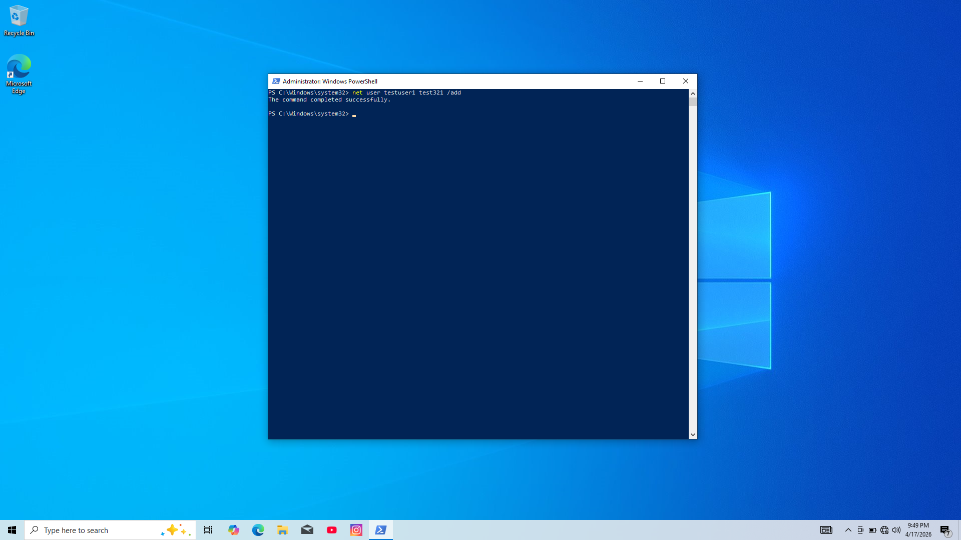 localuser to administrator