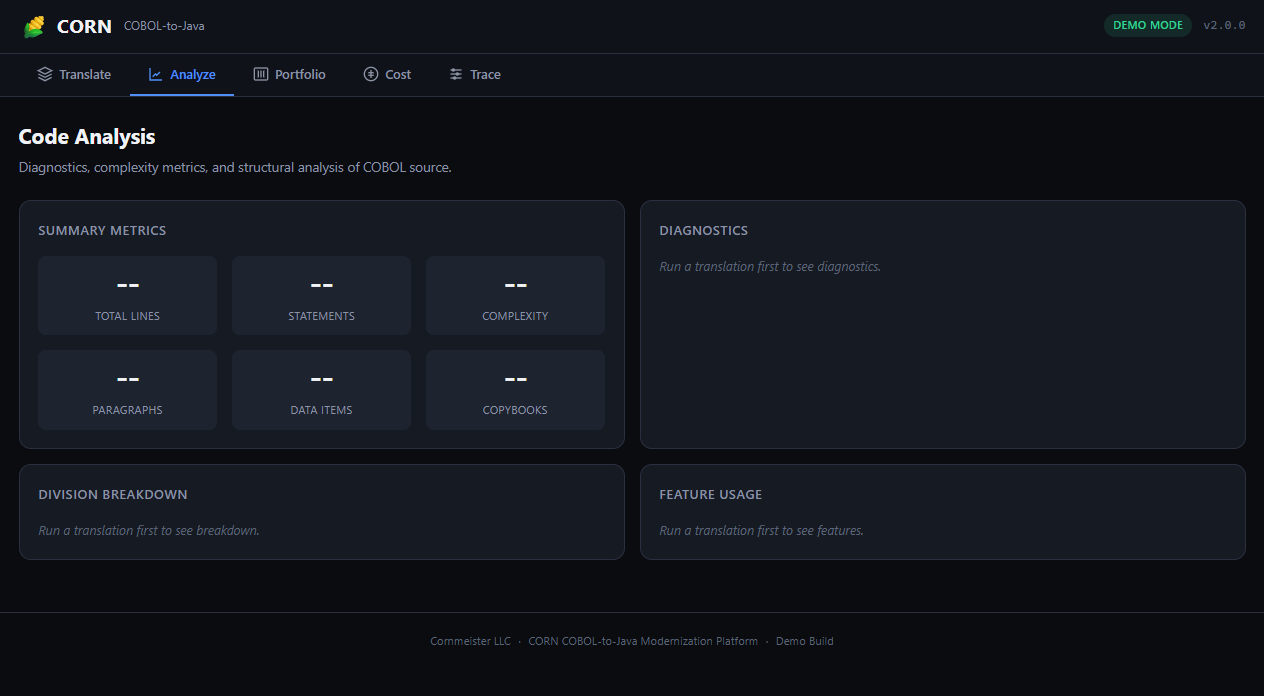 Corn Analyze — 诊断、指标与功能检测