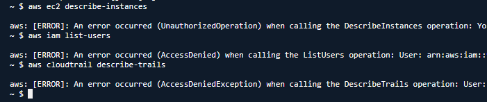 CloudShell showing multiple Access Denied