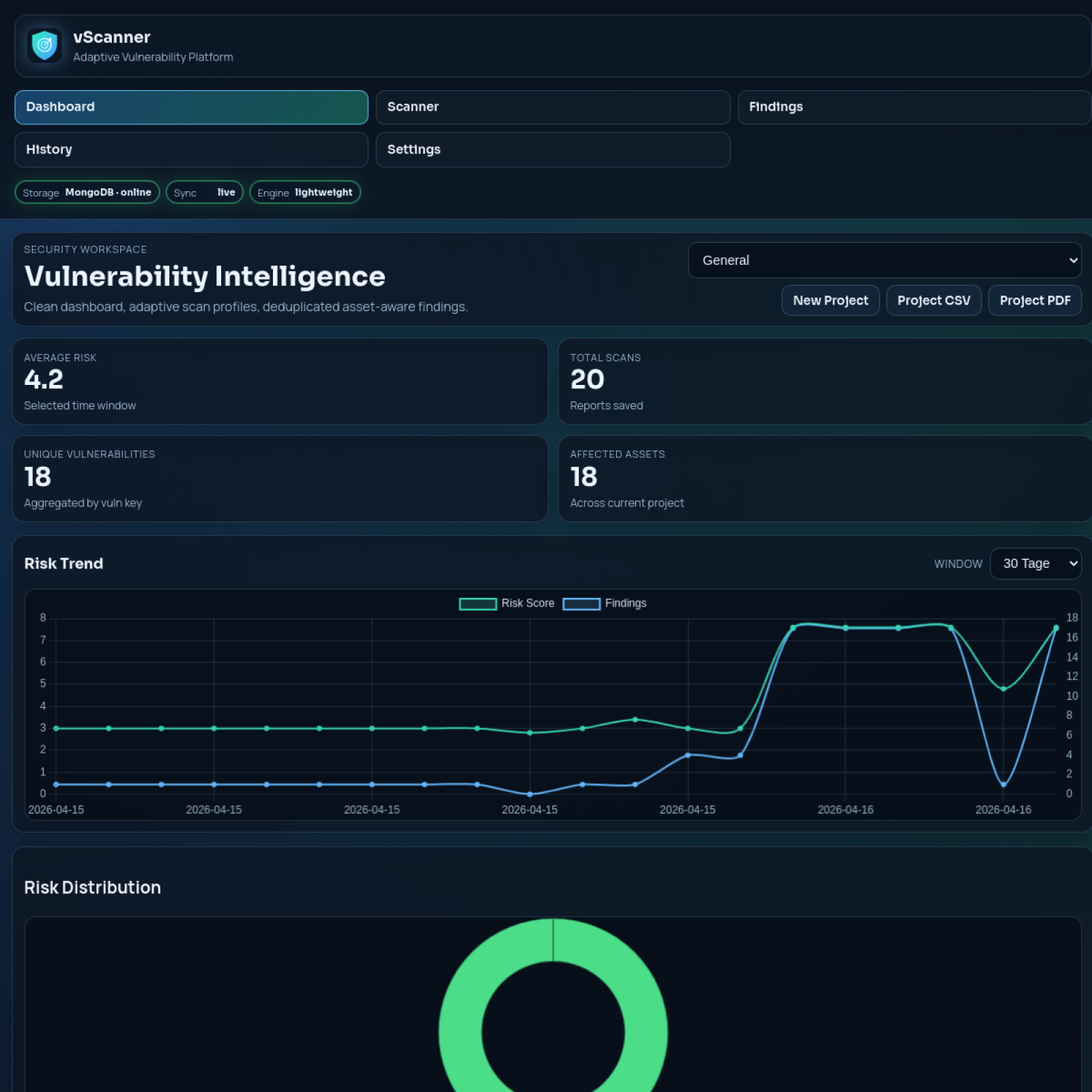 vScanner live dashboard preview